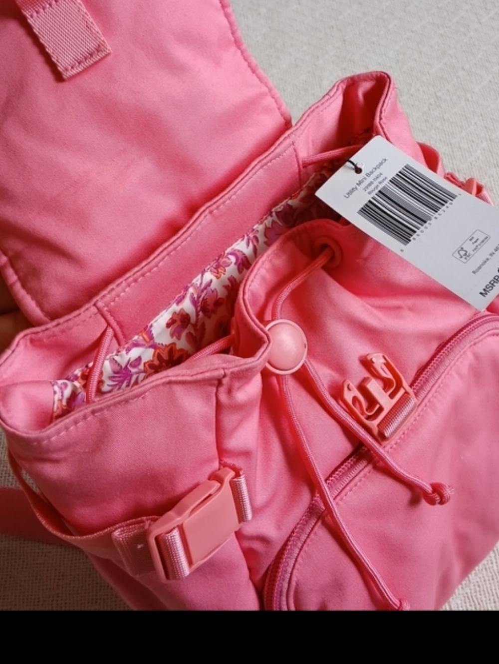 vera bradley ♡ utility mini backpack rogue rose pink class school gorpcore barbi - Picture 4 of 9